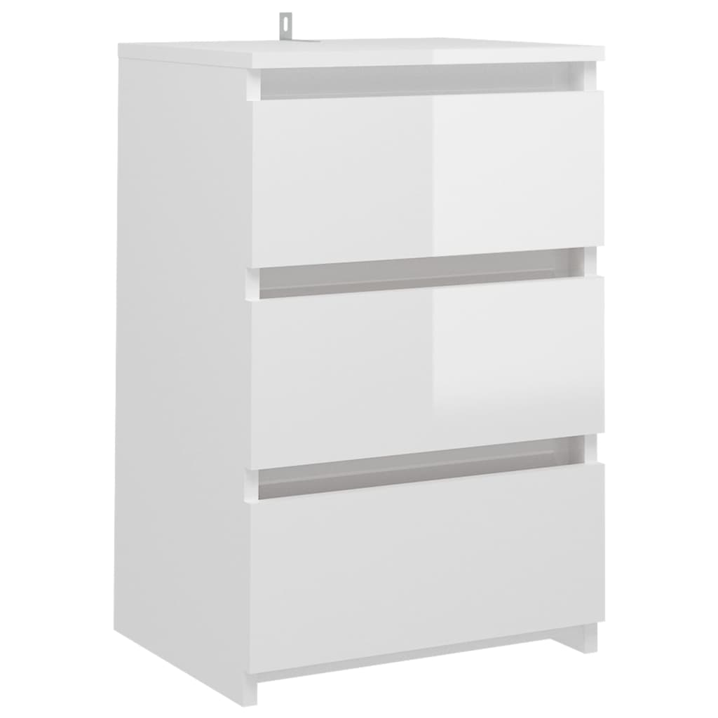 Table de chevet Blanc brillant 40x35x62,5 cm Aggloméré Tables de chevet vidaXL   