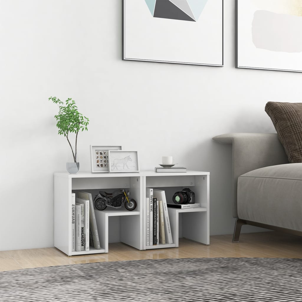 Tables de chevet 2 pcs Blanc 40x30x40 cm Aggloméré Tables de chevet vidaXL   