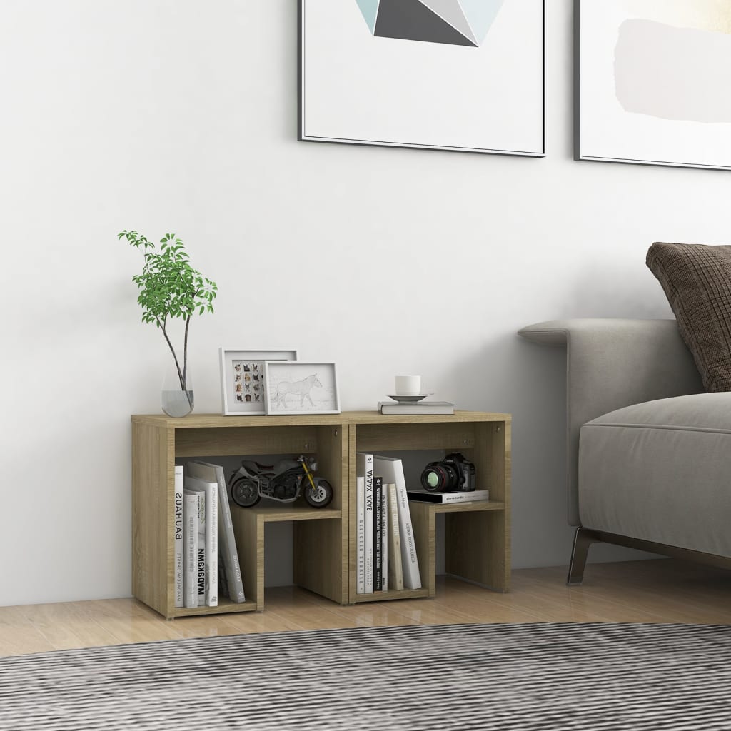 Tables de chevet 2pcs chêne sonoma 40x30x40cm bois d'ingénierie - XIOS