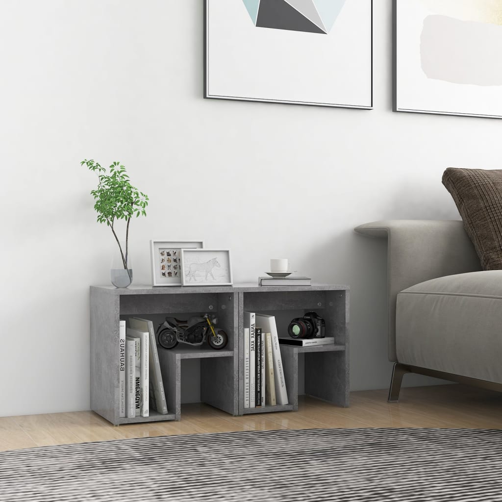 Tables de chevet 2 pcs gris béton 40x30x40 cm bois d'ingénierie - XIOS