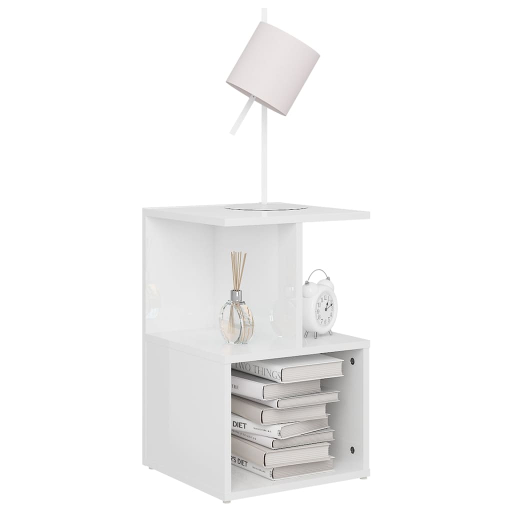 Tables de chevet 2pcs Blanc brillant 35x35x55cm bois ingénierie - XIOS