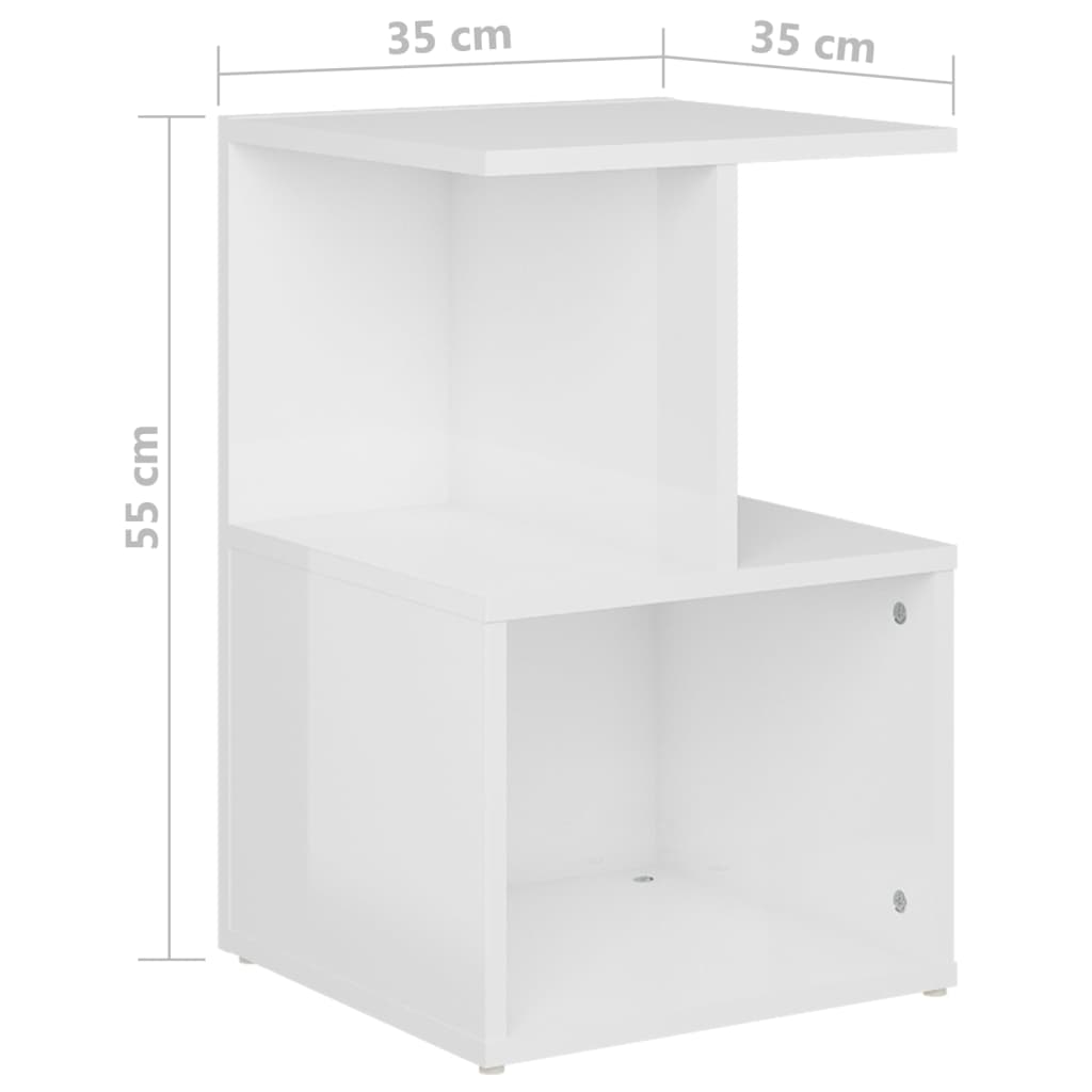 Tables de chevet 2pcs Blanc brillant 35x35x55cm bois ingénierie - XIOS
