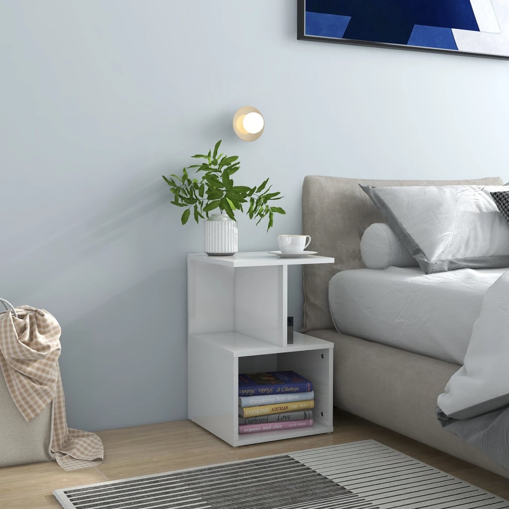 Tables de chevet 2pcs Blanc brillant 35x35x55cm bois ingénierie - XIOS