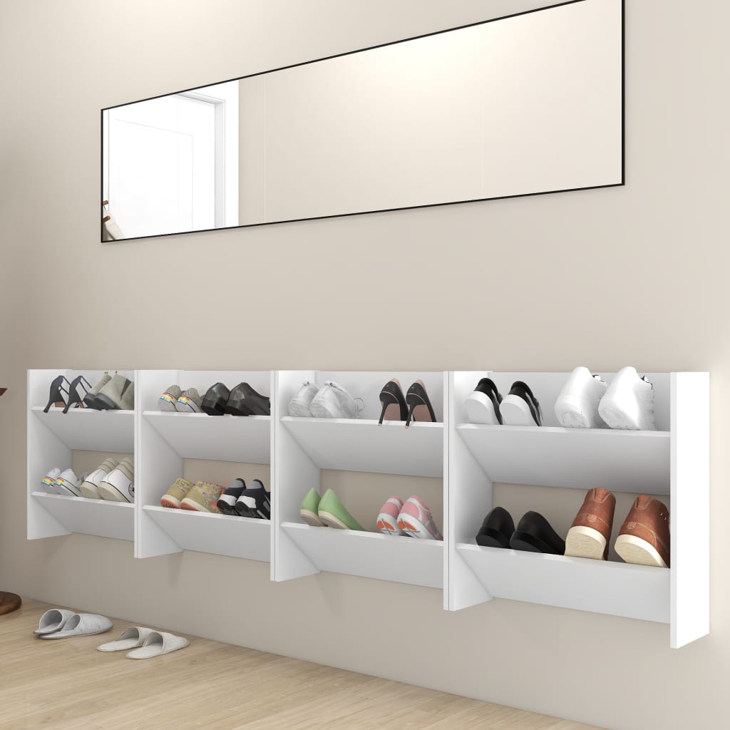 Armoires à chaussures murales 4 pcs blanc bois d'ingénierie - XIOS