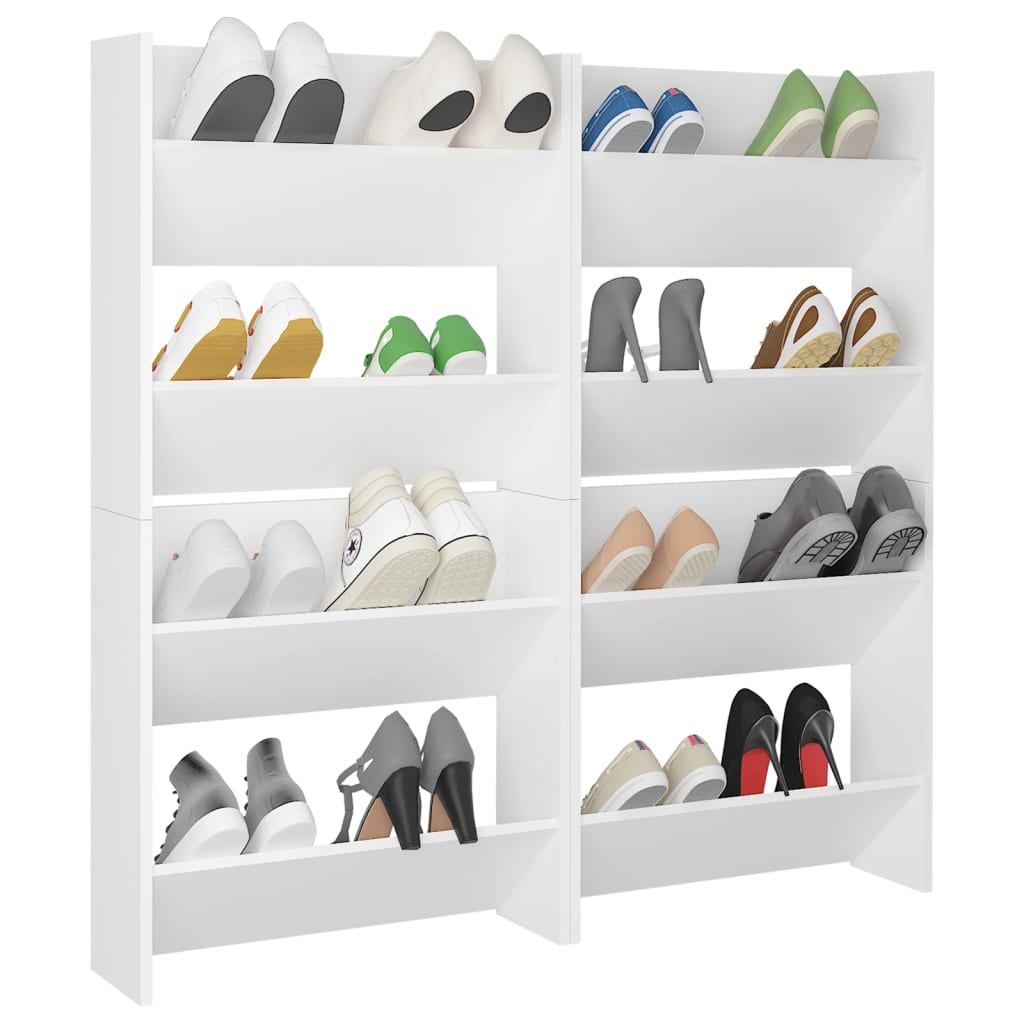 Armoires à chaussures murales 4 pcs blanc bois d'ingénierie - XIOS
