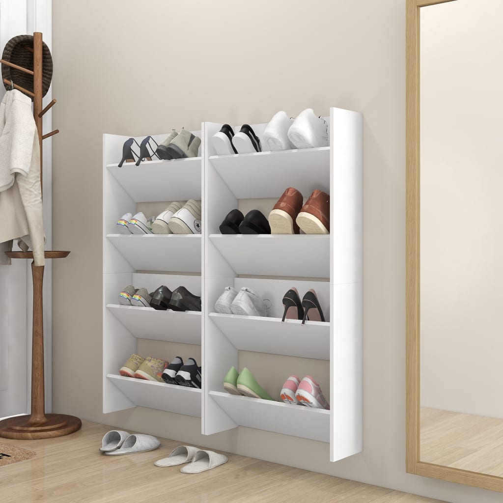 Armoires à chaussures murales 4 pcs blanc bois d'ingénierie - XIOS