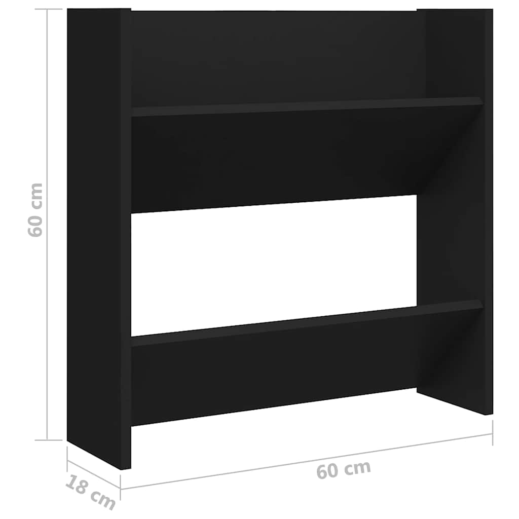 Armoire à chaussures murale noir 60x18x60 cm bois d'ingénierie - XIOS