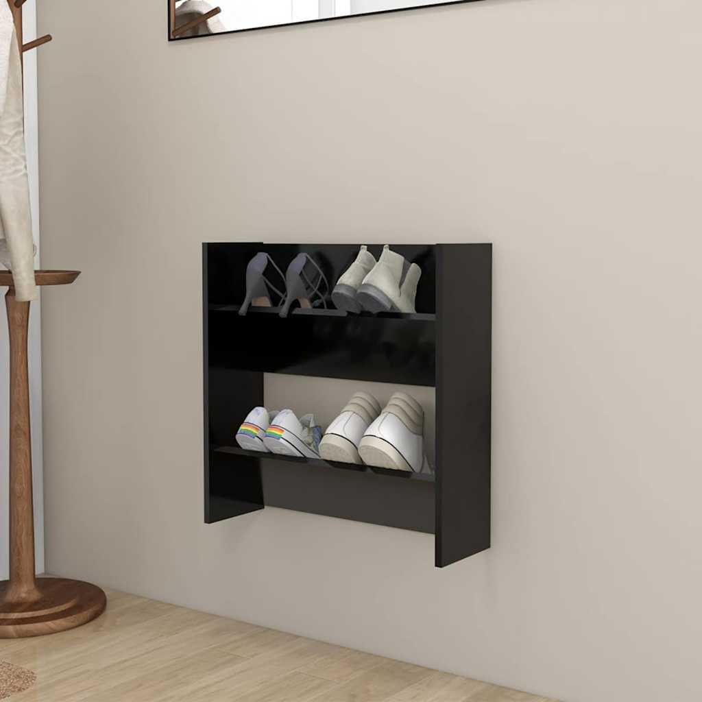 Armoire à chaussures murale noir 60x18x60 cm bois d'ingénierie - XIOS