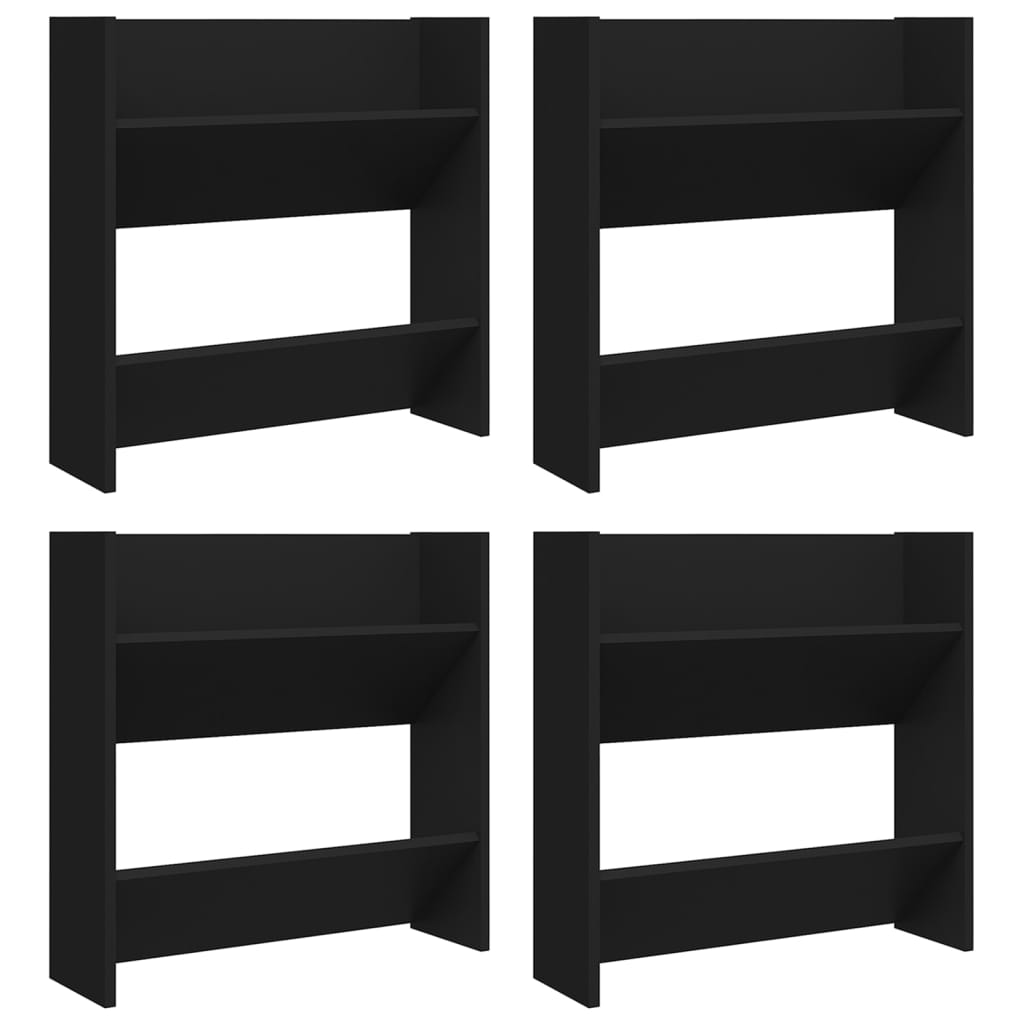 Armoires à chaussures murales 4 pcs noir bois d'ingénierie - XIOS