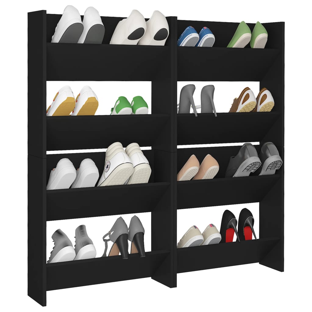 Armoires à chaussures murales 4 pcs noir bois d'ingénierie - XIOS