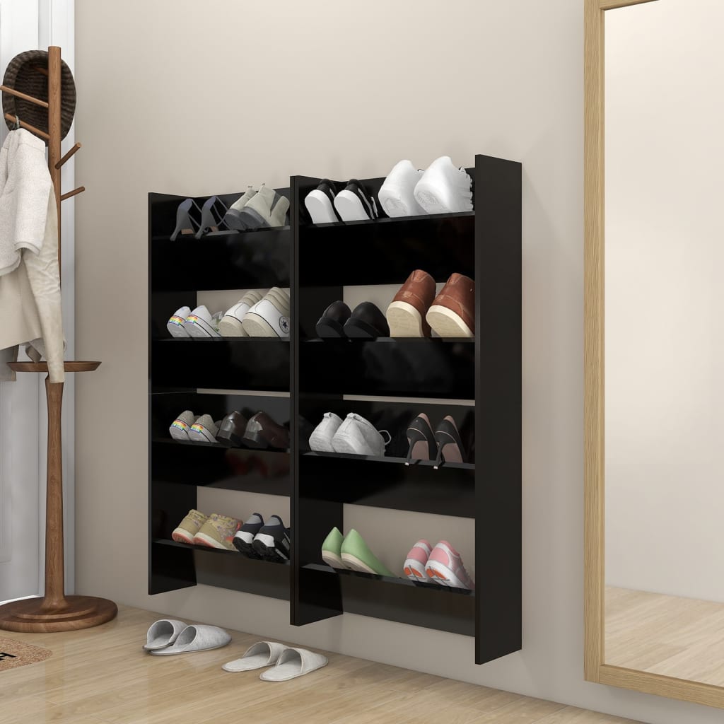 Armoires à chaussures murales 4 pcs noir bois d'ingénierie - XIOS
