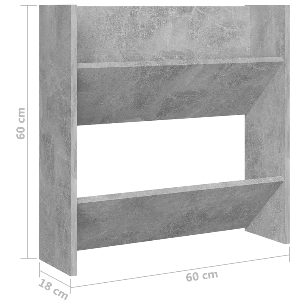 Armoire à chaussures murale Gris béton 60x18x60 cm Aggloméré - XIOS
