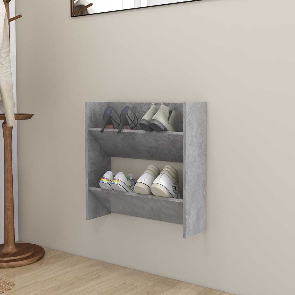 Armoire à chaussures murale Gris béton 60x18x60 cm Aggloméré - XIOS