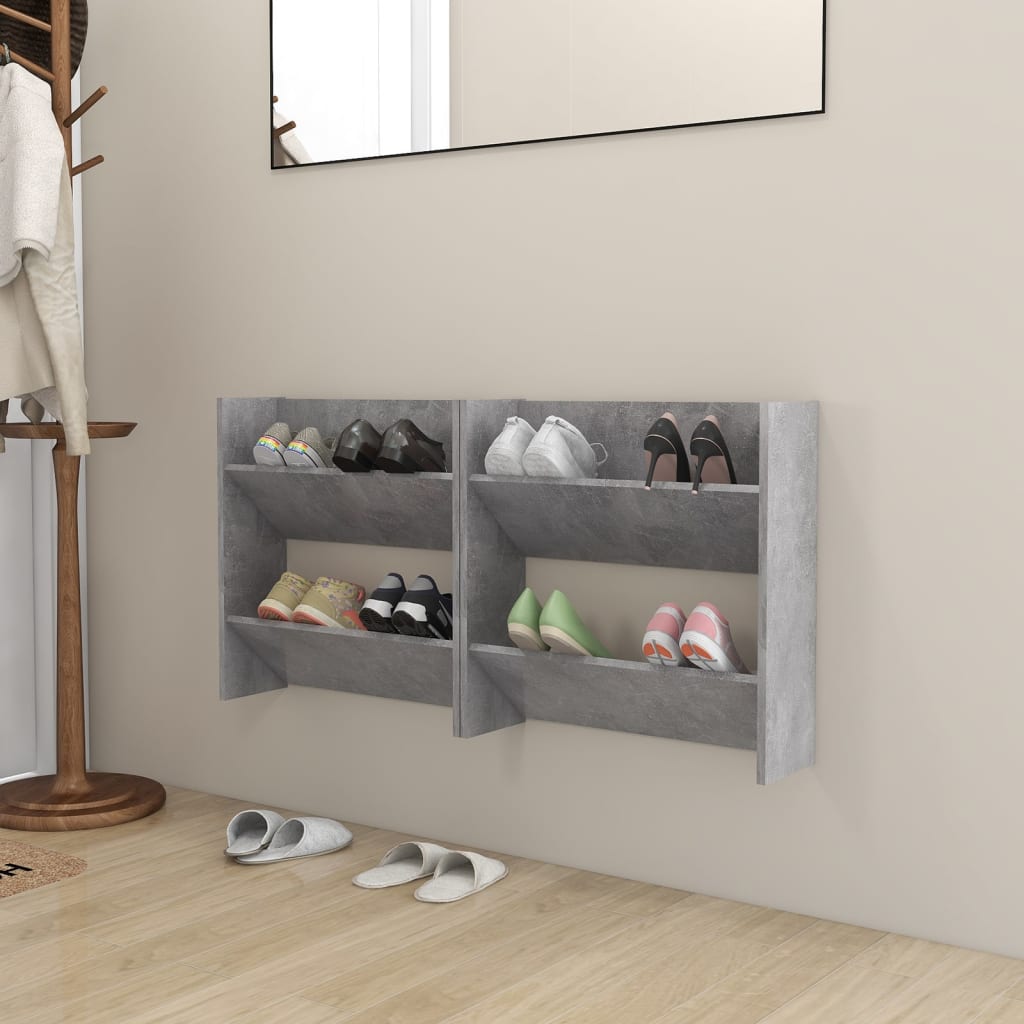 Armoires à chaussures murales 2 pcs Gris béton 60x18x60 cm - XIOS