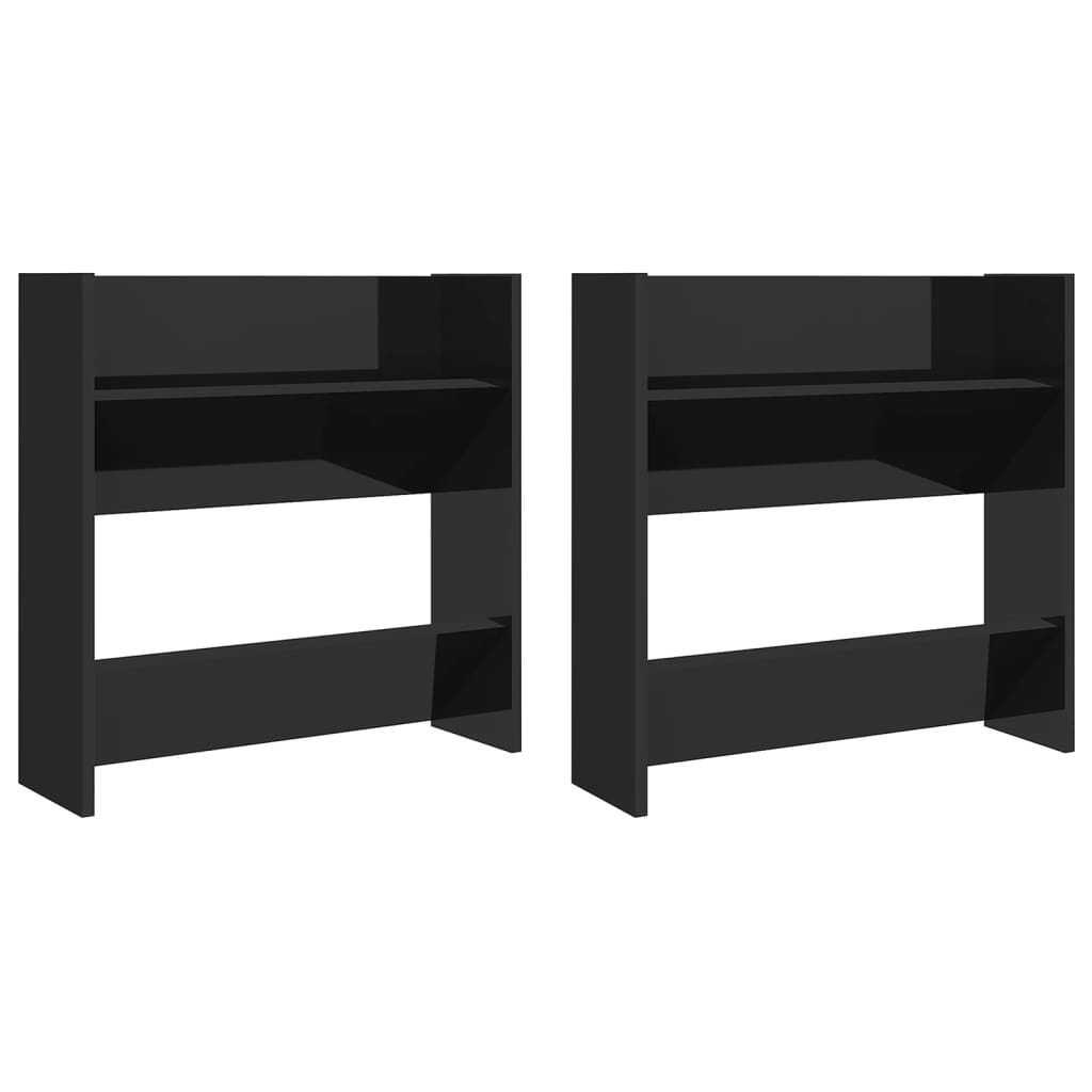 Armoires à chaussures murales 2 pcs noir brillant 60x18x60 cm - XIOS