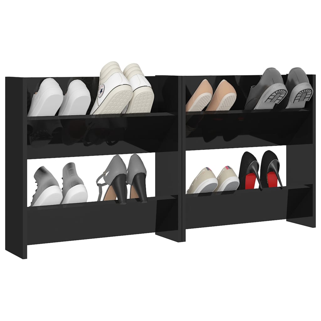 Armoires à chaussures murales 2 pcs noir brillant 60x18x60 cm - XIOS