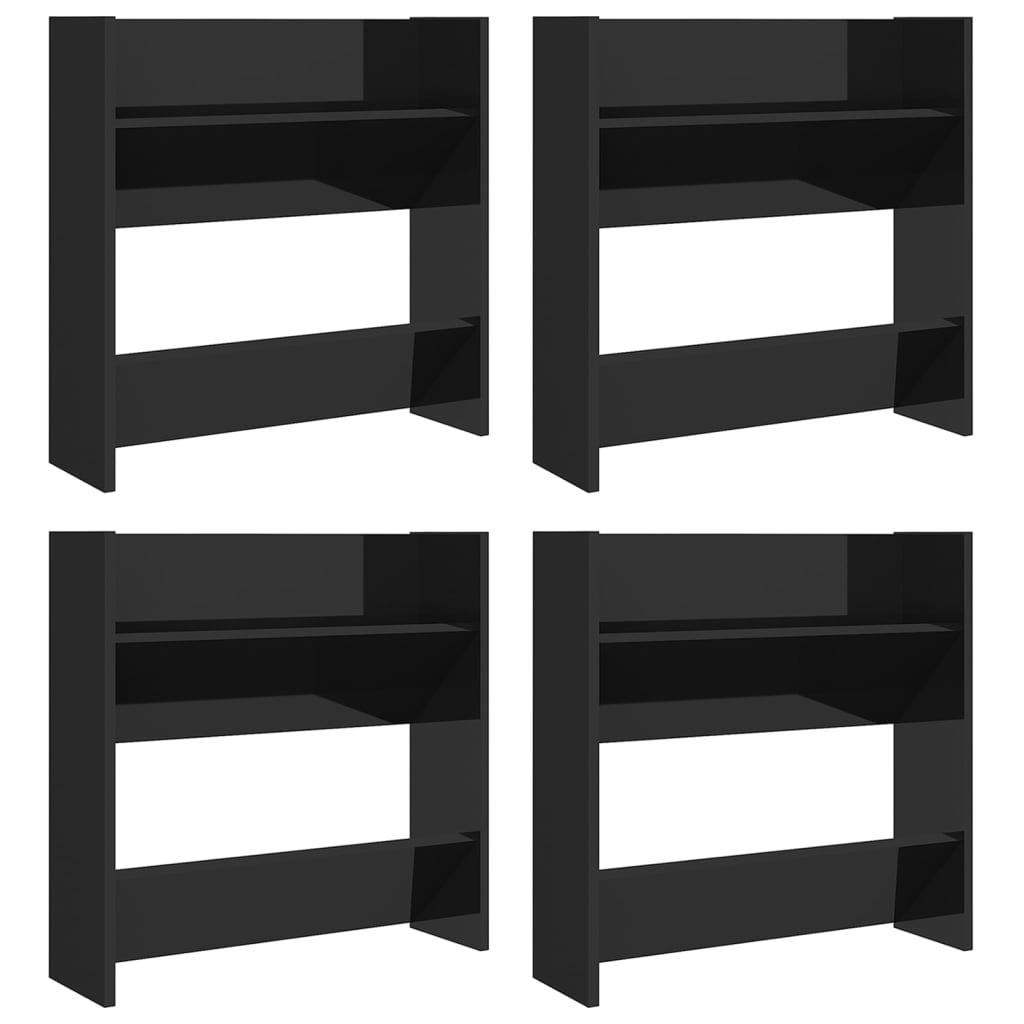 Armoires à chaussures murales 4 pcs noir brillant 60x18x60 cm - XIOS