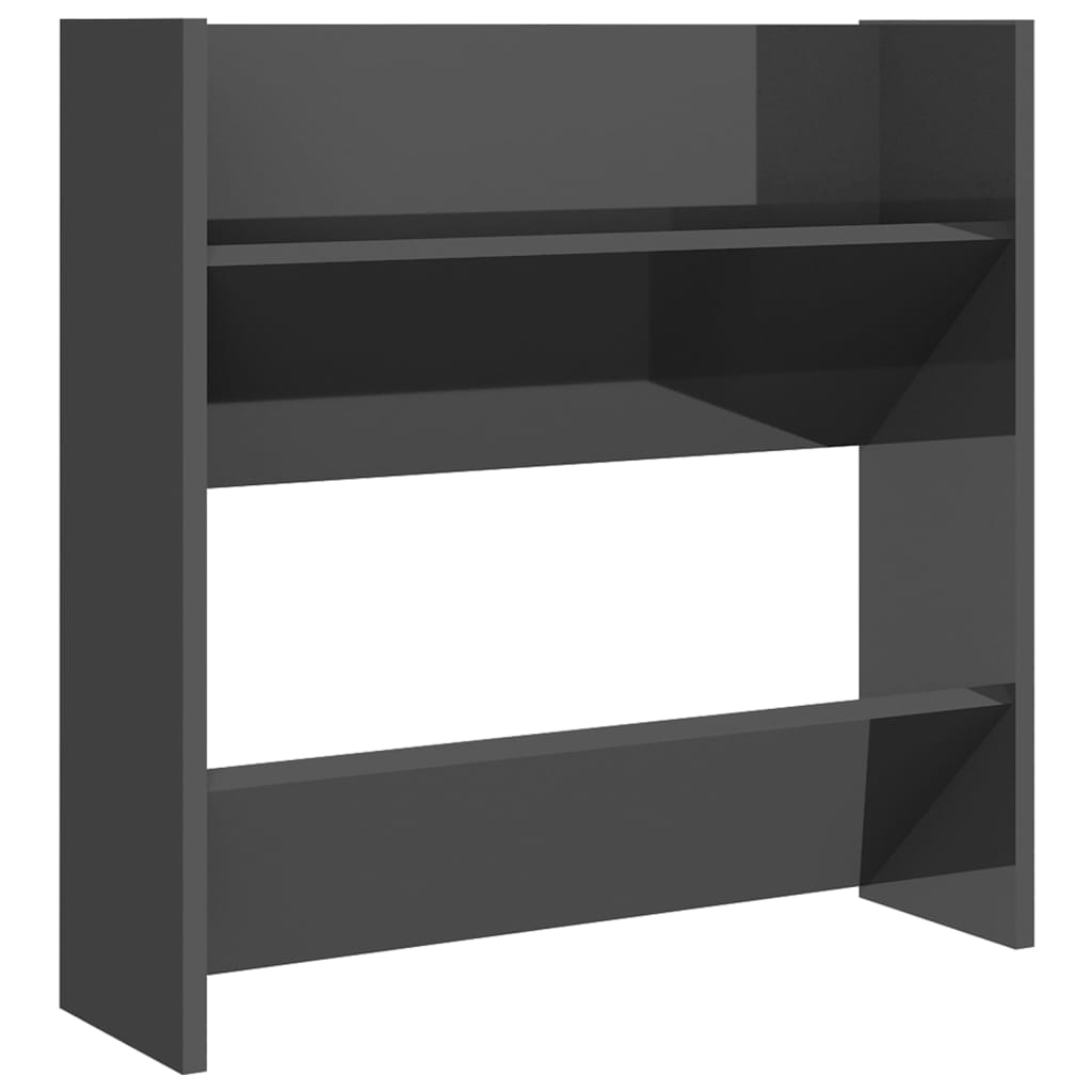 Armoire à chaussures murale gris brillant bois d’ingénierie - XIOS