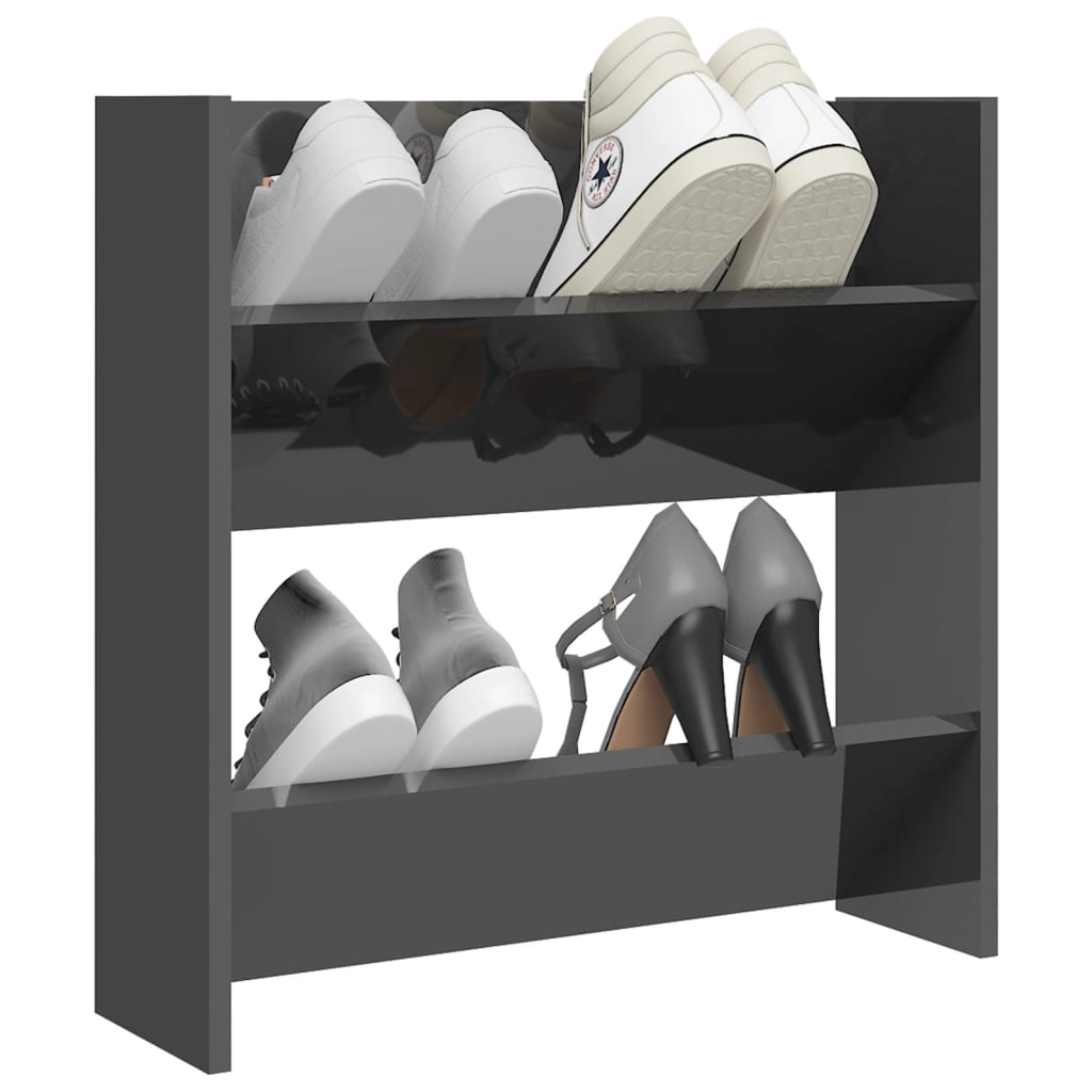 Armoire à chaussures murale gris brillant bois d’ingénierie - XIOS