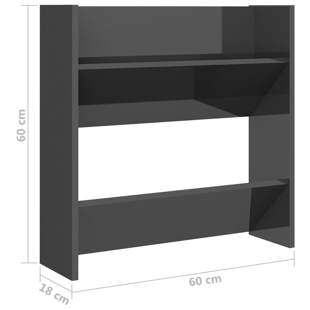 Armoire à chaussures murale gris brillant bois d’ingénierie - XIOS