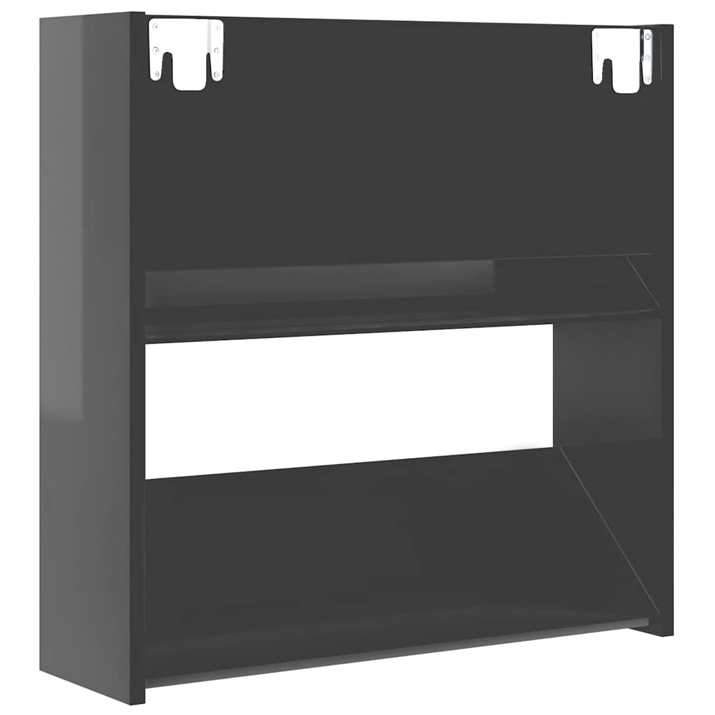 Armoire à chaussures murale gris brillant bois d’ingénierie - XIOS