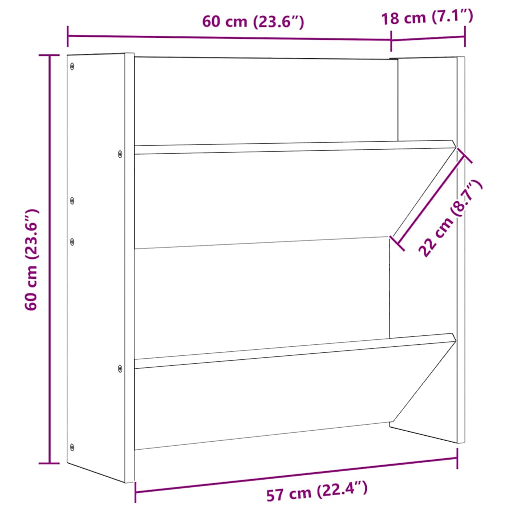 Armoire à chaussures murale gris brillant bois d’ingénierie - XIOS