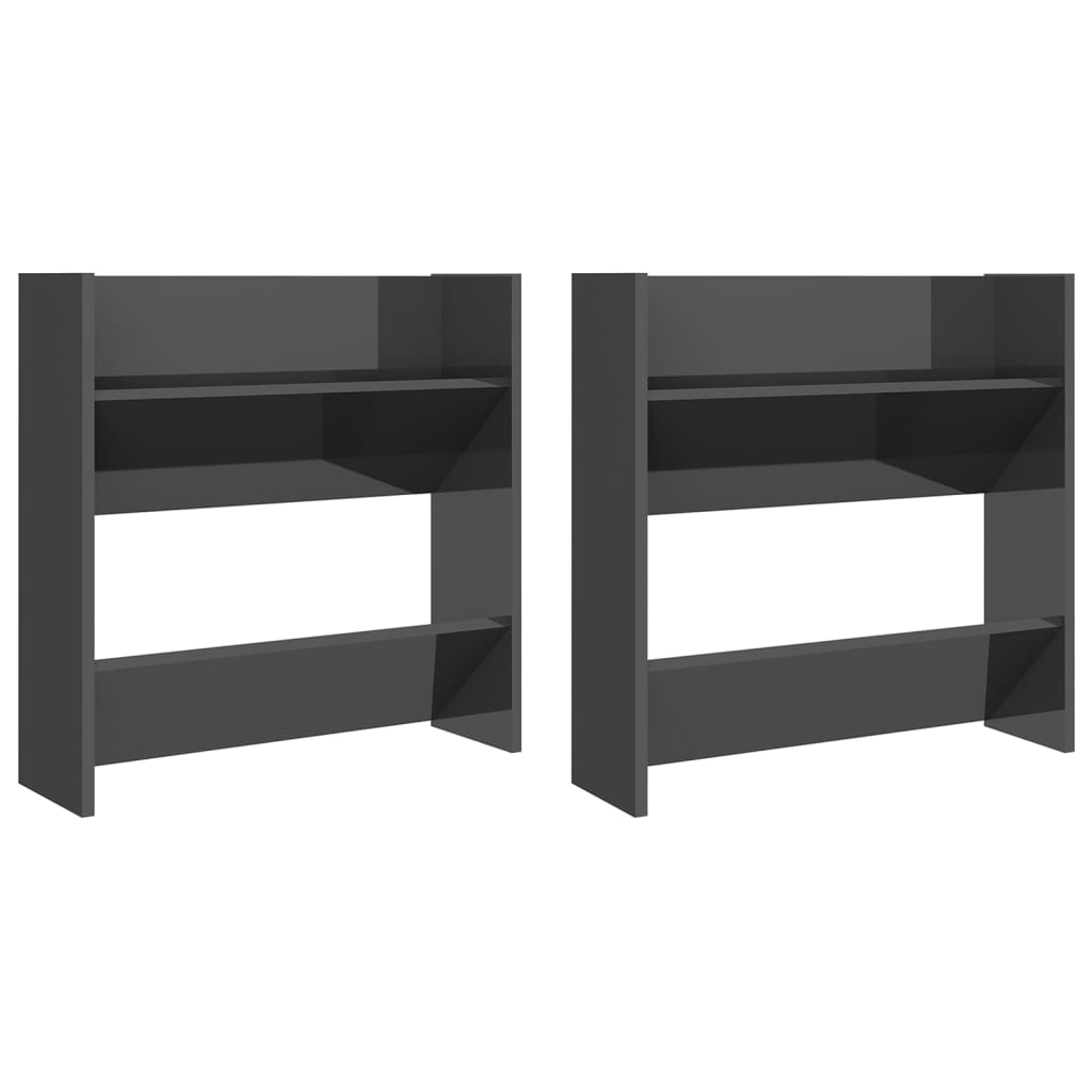 Armoires à chaussures murales 2 pcs gris brillant 60x18x60 cm - XIOS