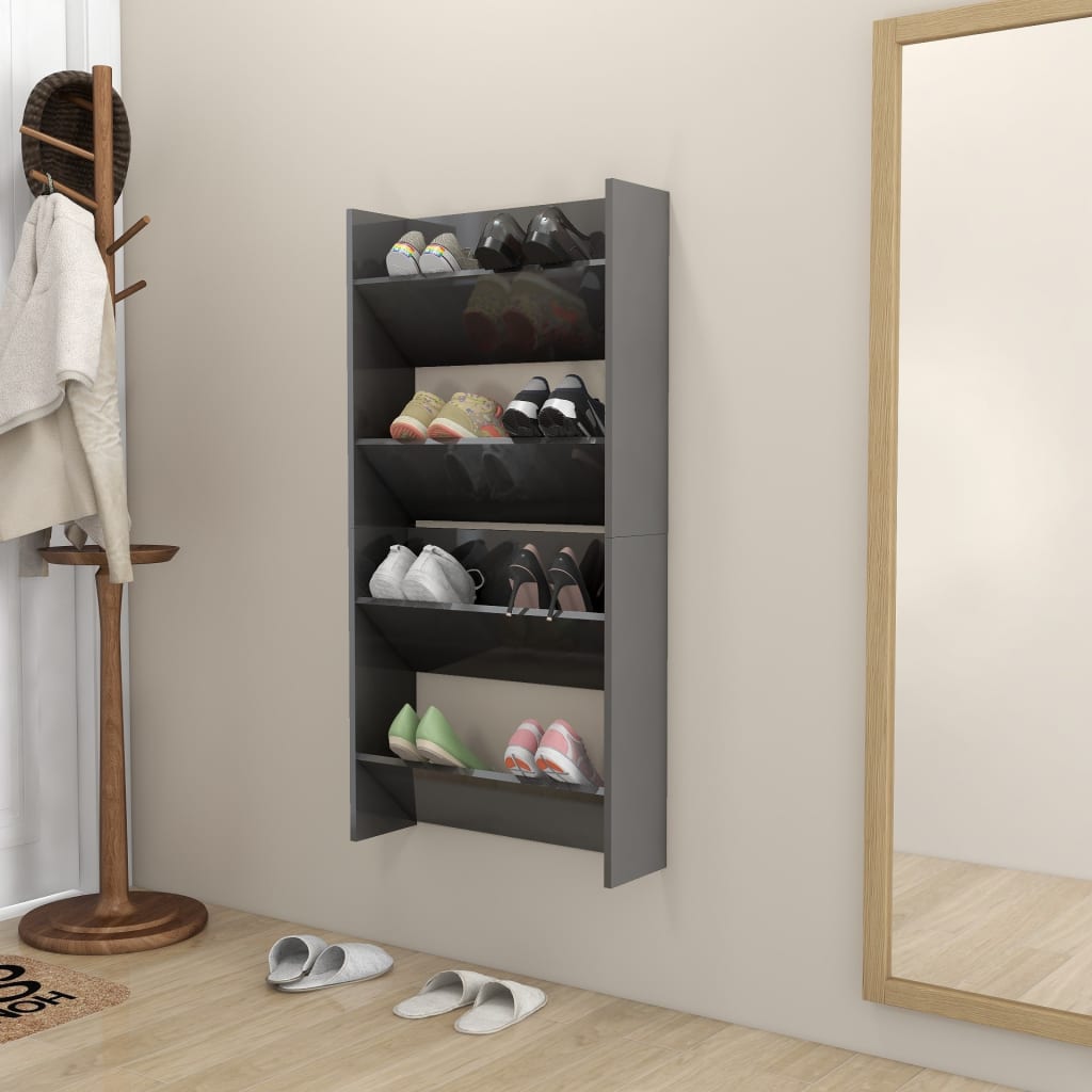 Armoires à chaussures murales 2 pcs gris brillant 60x18x60 cm - XIOS