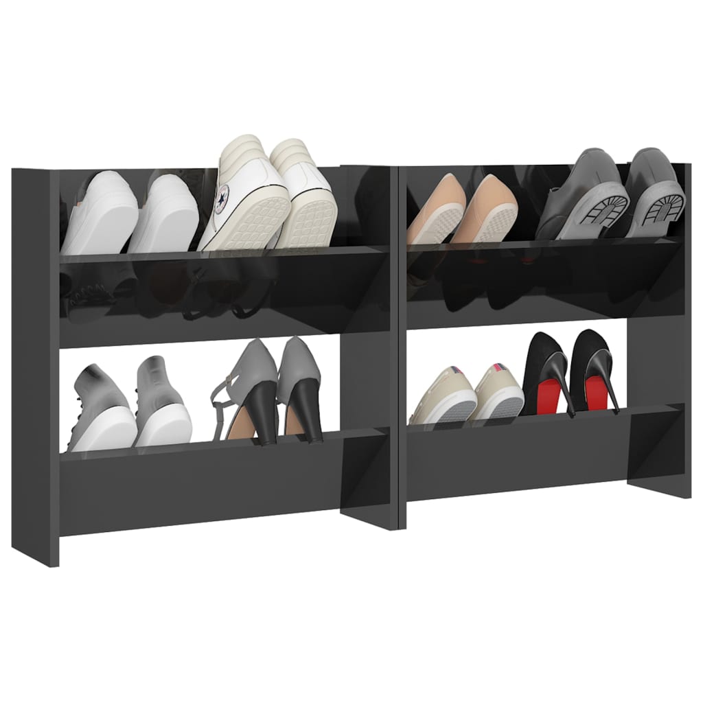 Armoires à chaussures murales 2 pcs gris brillant 60x18x60 cm - XIOS