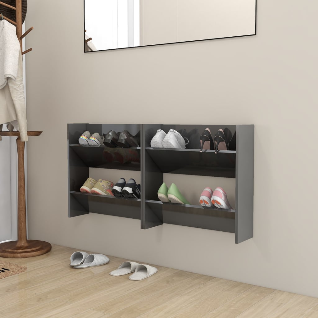Armoires à chaussures murales 2 pcs gris brillant 60x18x60 cm - XIOS