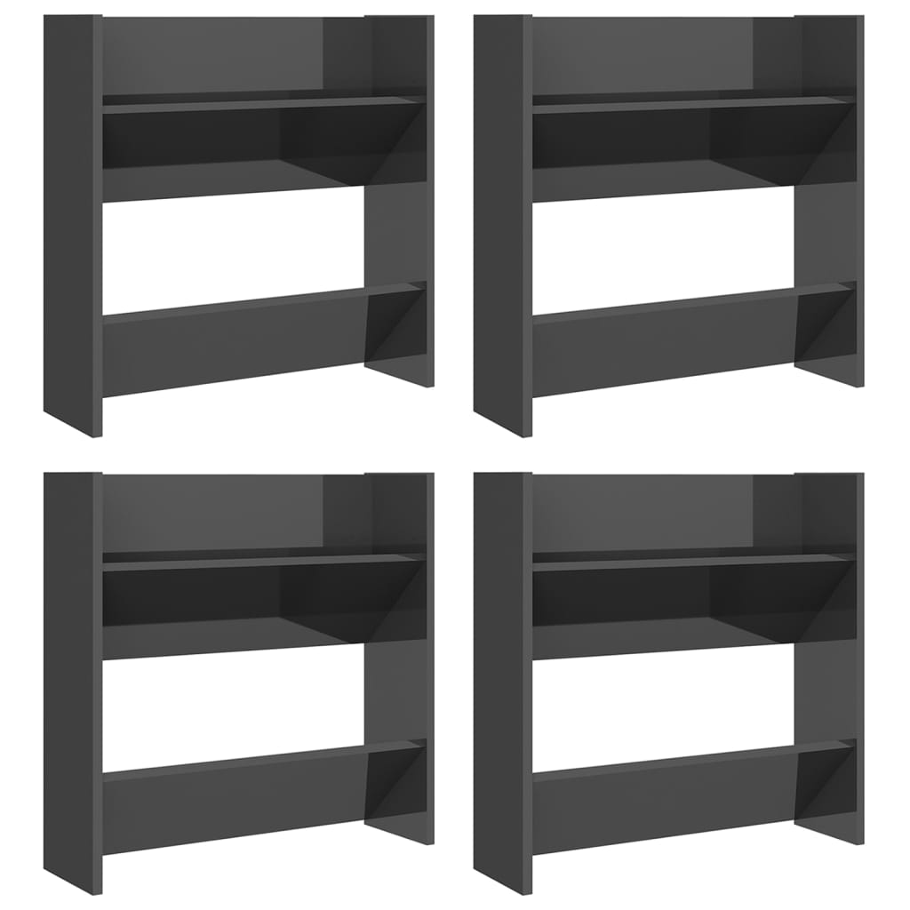 Armoires à chaussures murales 4 pcs gris brillant 60x18x60 cm - XIOS