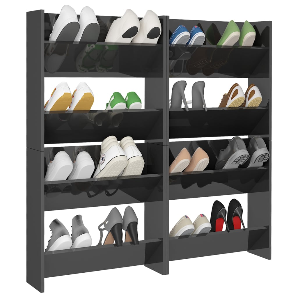 Armoires à chaussures murales 4 pcs gris brillant 60x18x60 cm - XIOS