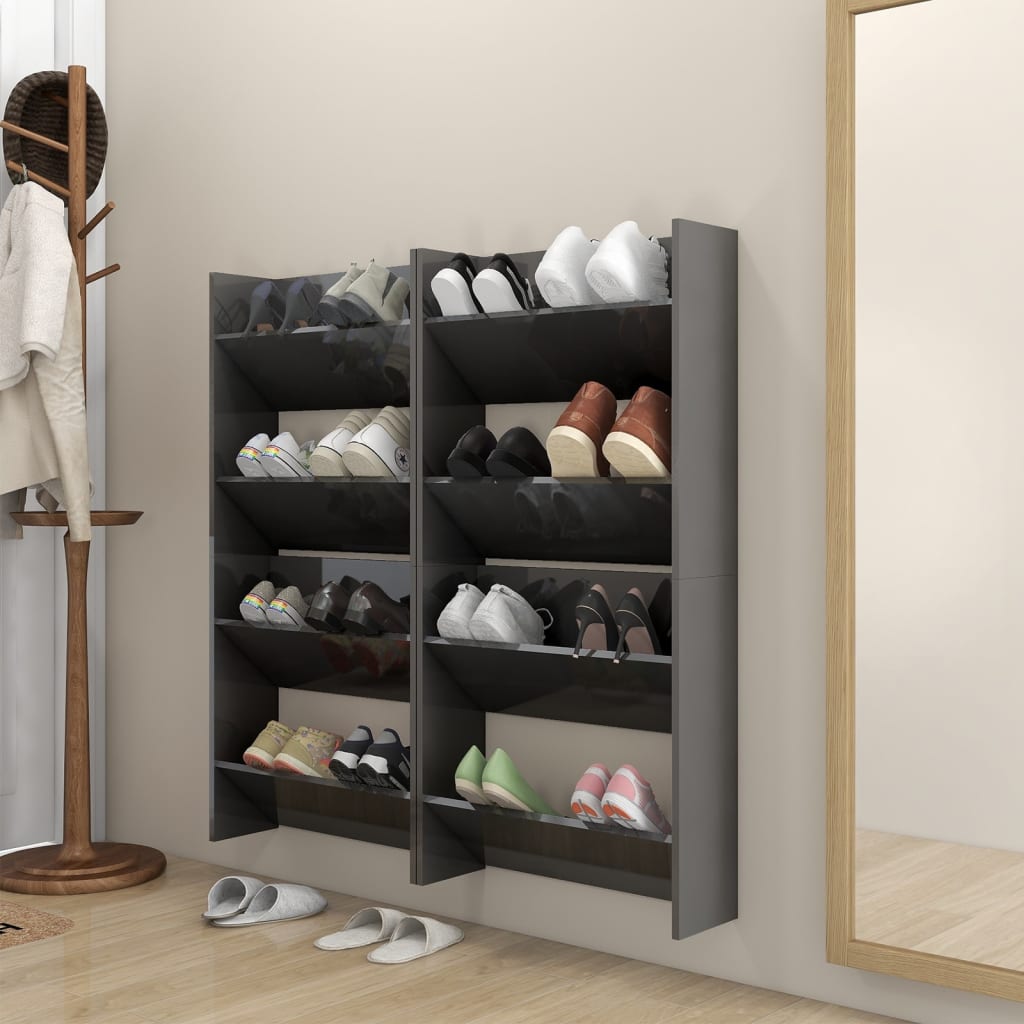 Armoires à chaussures murales 4 pcs gris brillant 60x18x60 cm - XIOS
