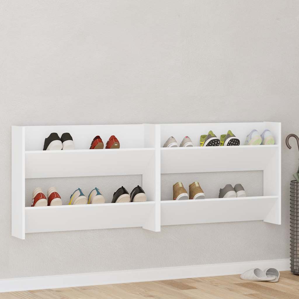 Armoires à chaussures murales 2 pcs Blanc 80x18x60 cm Aggloméré - XIOS