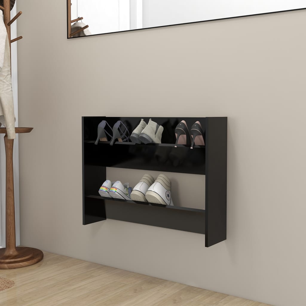Armoire à chaussures murale Noir 80x18x60 cm Aggloméré - XIOS