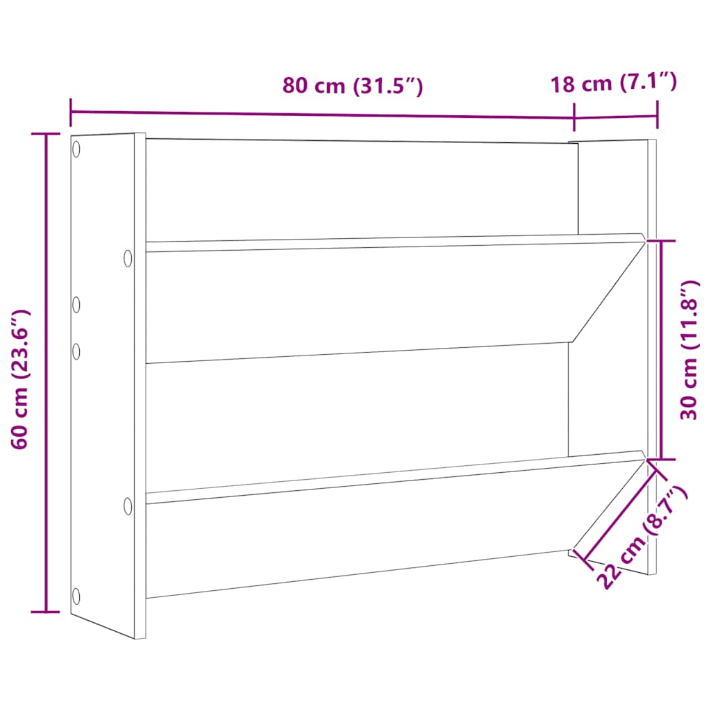 Armoire à chaussures murale Chêne Sonoma 80x18x60 cm Aggloméré - XIOS