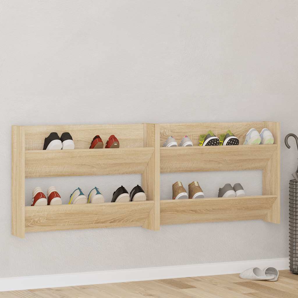 Armoires à chaussures murales 2 pcs Chêne Sonoma 80x18x60 cm - XIOS