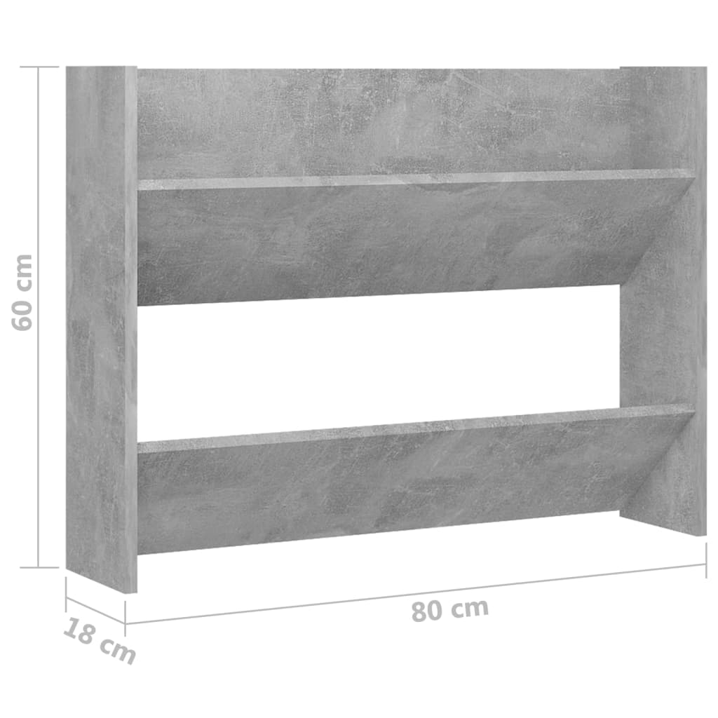 Armoire à chaussures murale Gris béton 80x18x60 cm Aggloméré - XIOS