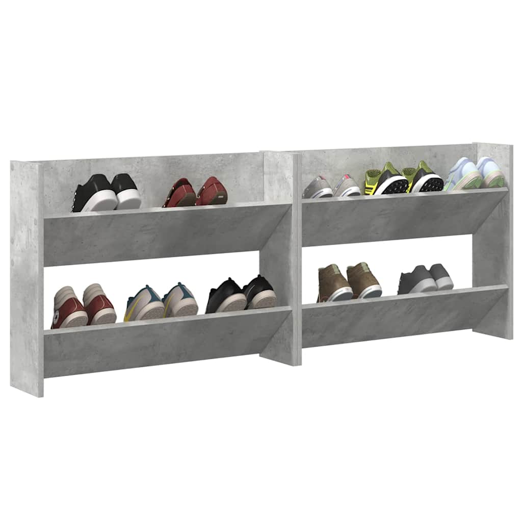Armoires à chaussures murales 2 pcs Gris béton 80x18x60 cm - XIOS