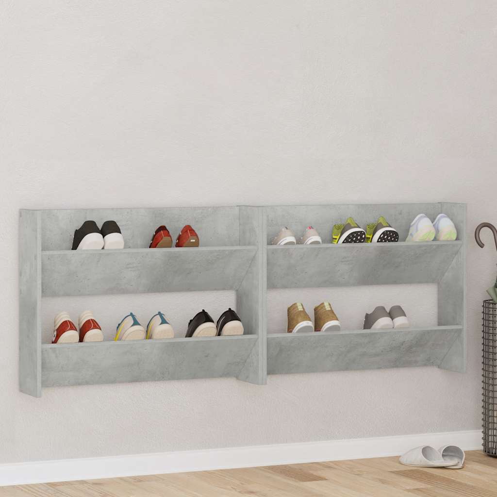 Armoires à chaussures murales 2 pcs Gris béton 80x18x60 cm - XIOS