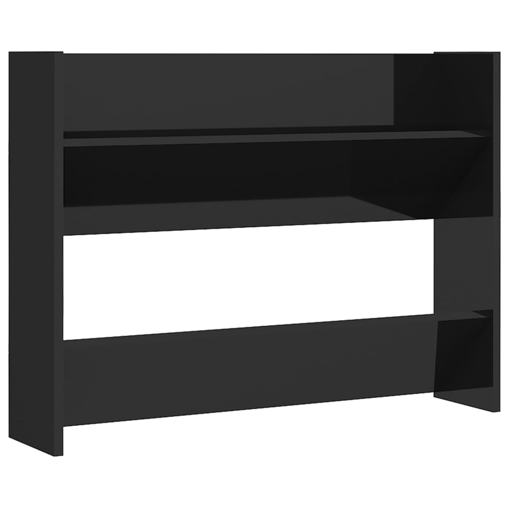 Armoire à chaussures murale noir brillant bois d'ingénierie - XIOS
