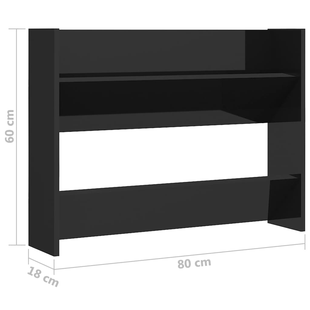 Armoire à chaussures murale noir brillant bois d'ingénierie - XIOS