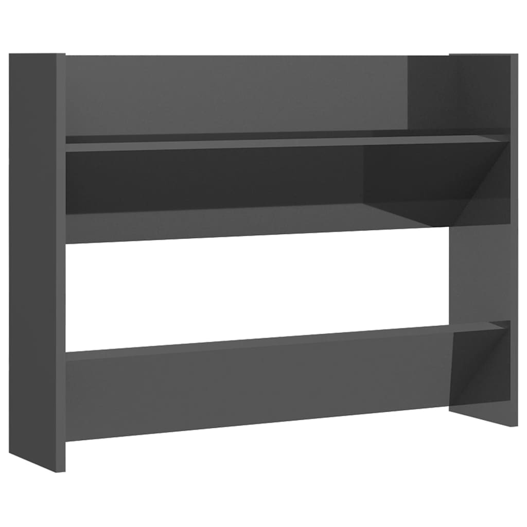 Armoire à chaussures murale gris brillant bois d'ingénierie - XIOS