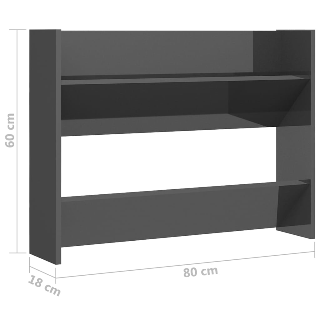Armoire à chaussures murale gris brillant bois d'ingénierie - XIOS