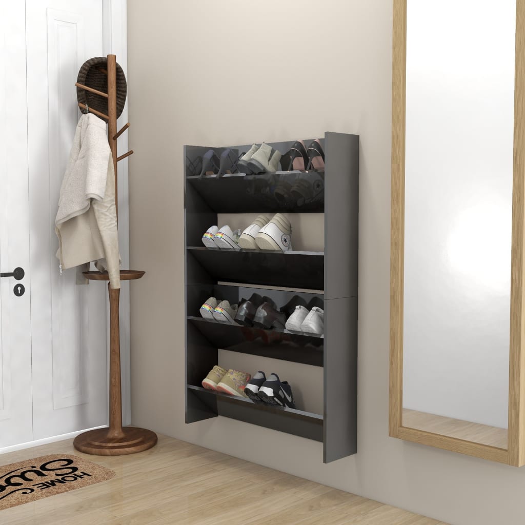 Armoires à chaussures murales 2 pcs gris brillant 80x18x60 cm - XIOS
