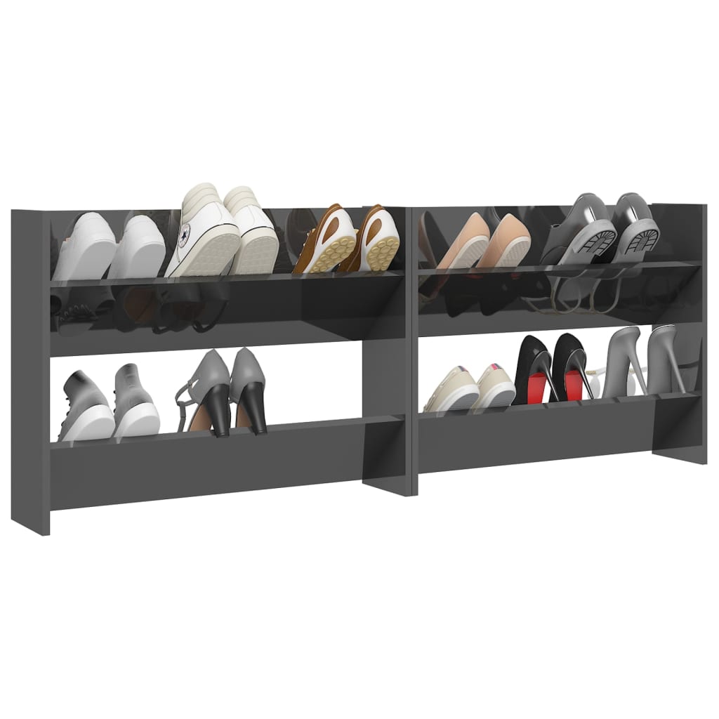 Armoires à chaussures murales 2 pcs gris brillant 80x18x60 cm - XIOS