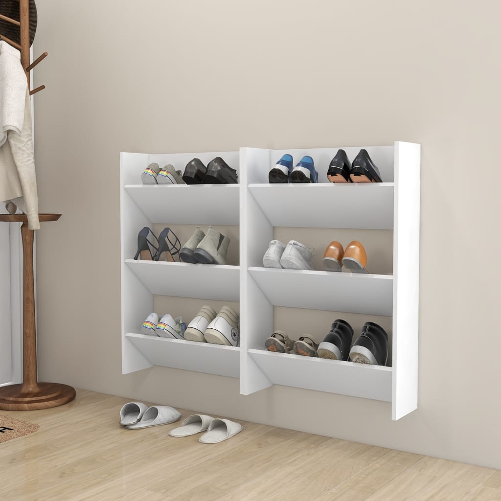 Armoires à chaussures murales 2 pcs Blanc 60x18x90 cm Aggloméré - XIOS