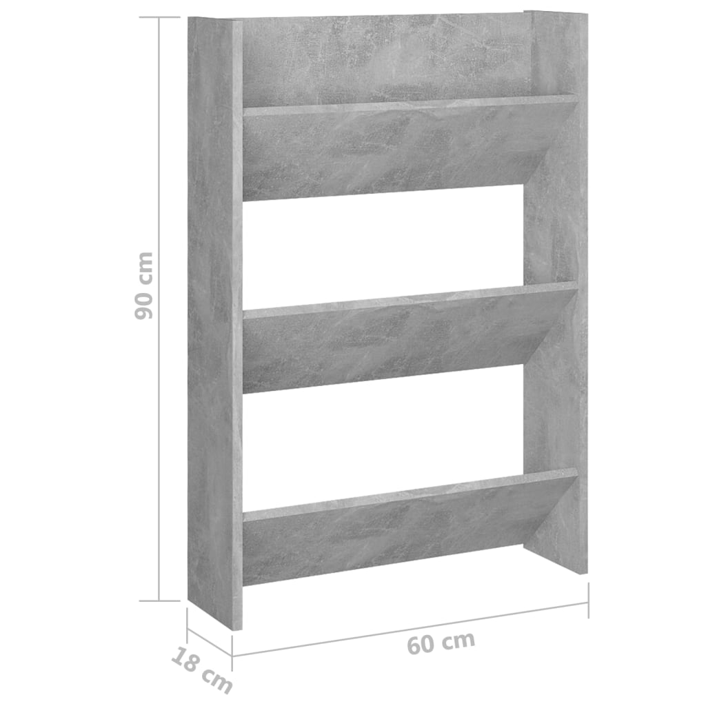 Armoire à chaussures murale Gris béton 60x18x90 cm Aggloméré - XIOS