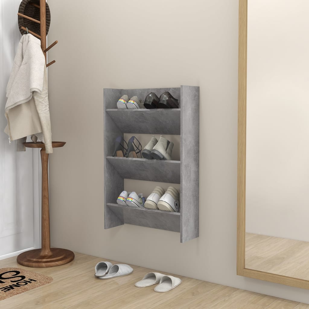 Armoire à chaussures murale Gris béton 60x18x90 cm Aggloméré - XIOS