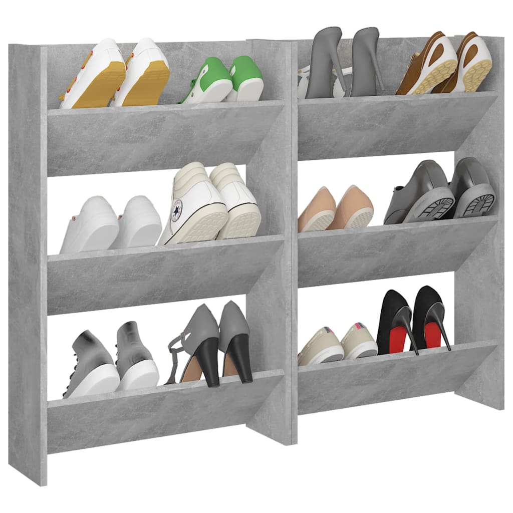 Armoires à chaussures murales 2 pcs Gris béton 60x18x90 cm - XIOS